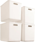 White Storage Bins 4 Pack Large with Lids and Handles - Versatile Home