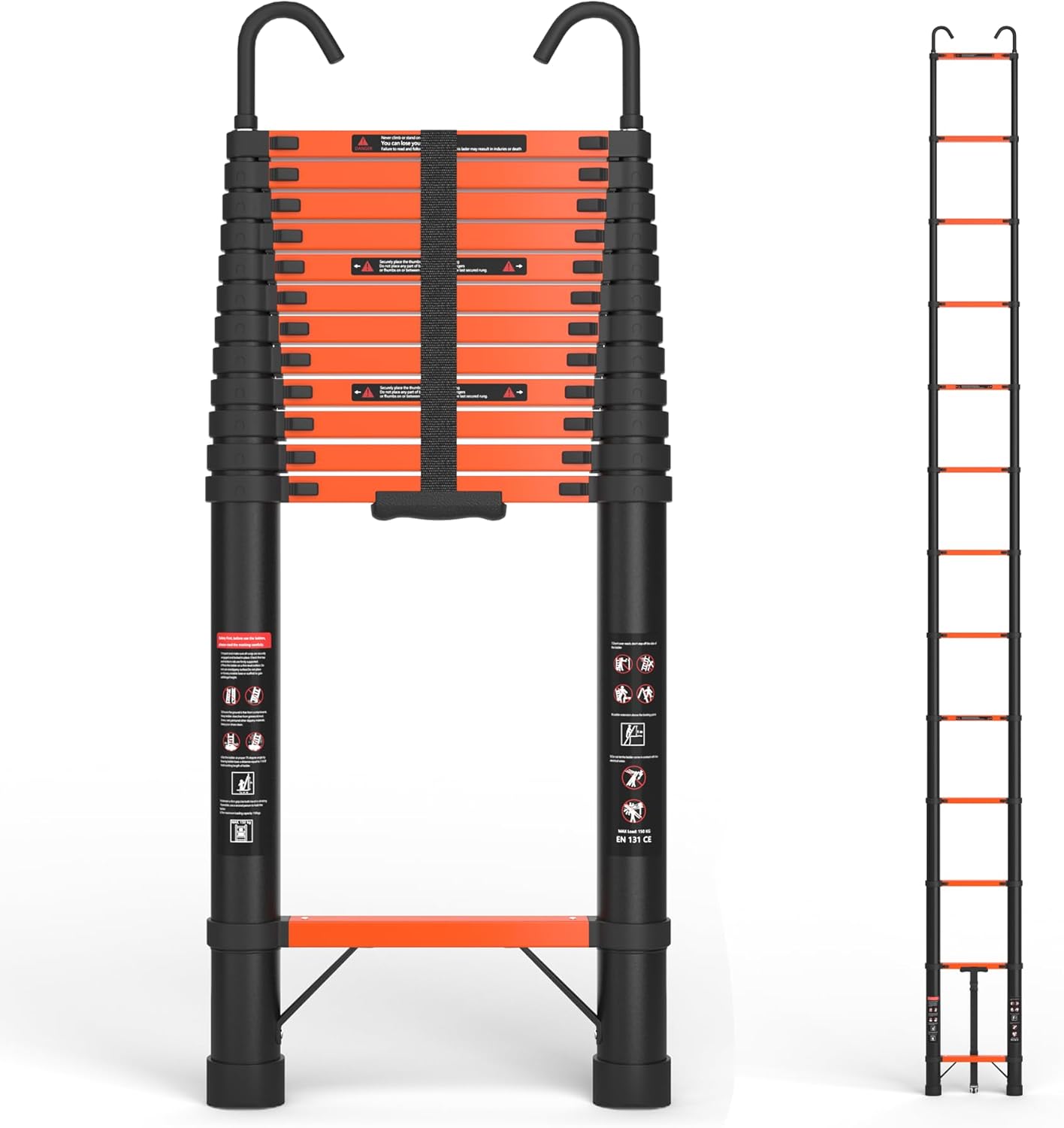 16.5 FT Telescoping Ladder with Hooks for Home and Work