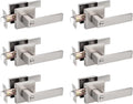 Probrico Square Door Lever Privacy Lockset 6 Pack - Satin Nickel