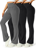 Womens High Waist Flare Pants - 3 Pack Flare Yoga Pants with Pockets