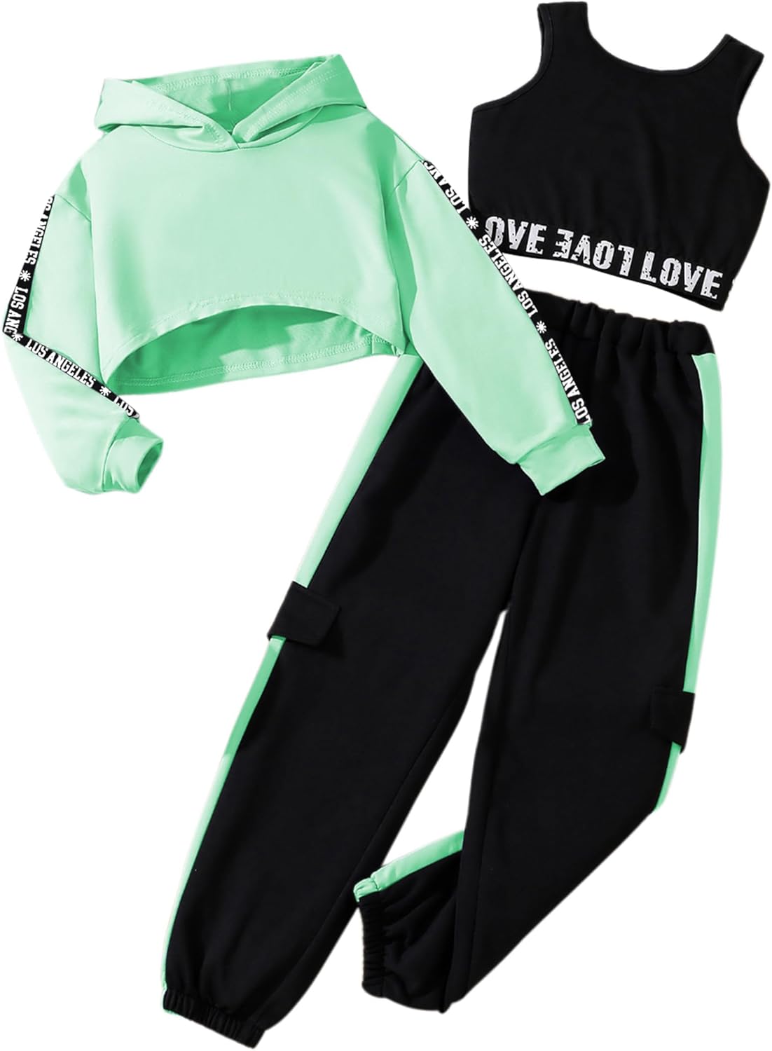 Hilinker Girls Graphic 3 Piece Outfits for Stylish Workout