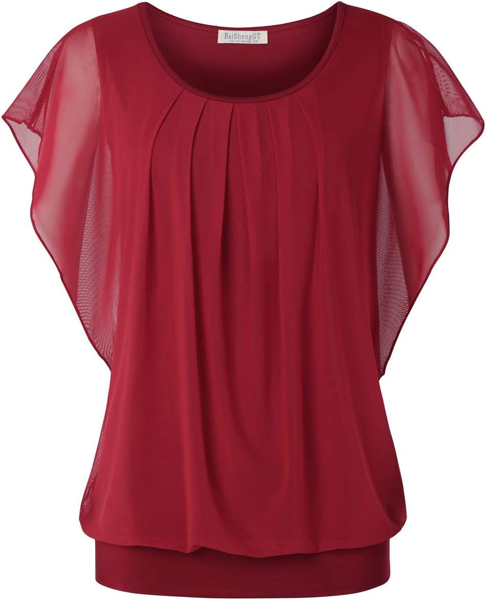 BAISHENGGT Womens Summer Tops Flutter Short Sleeve Blouses