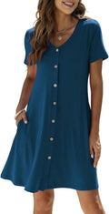 Manydress Women's Summer Casual T Shirt Swing Dress with Pockets