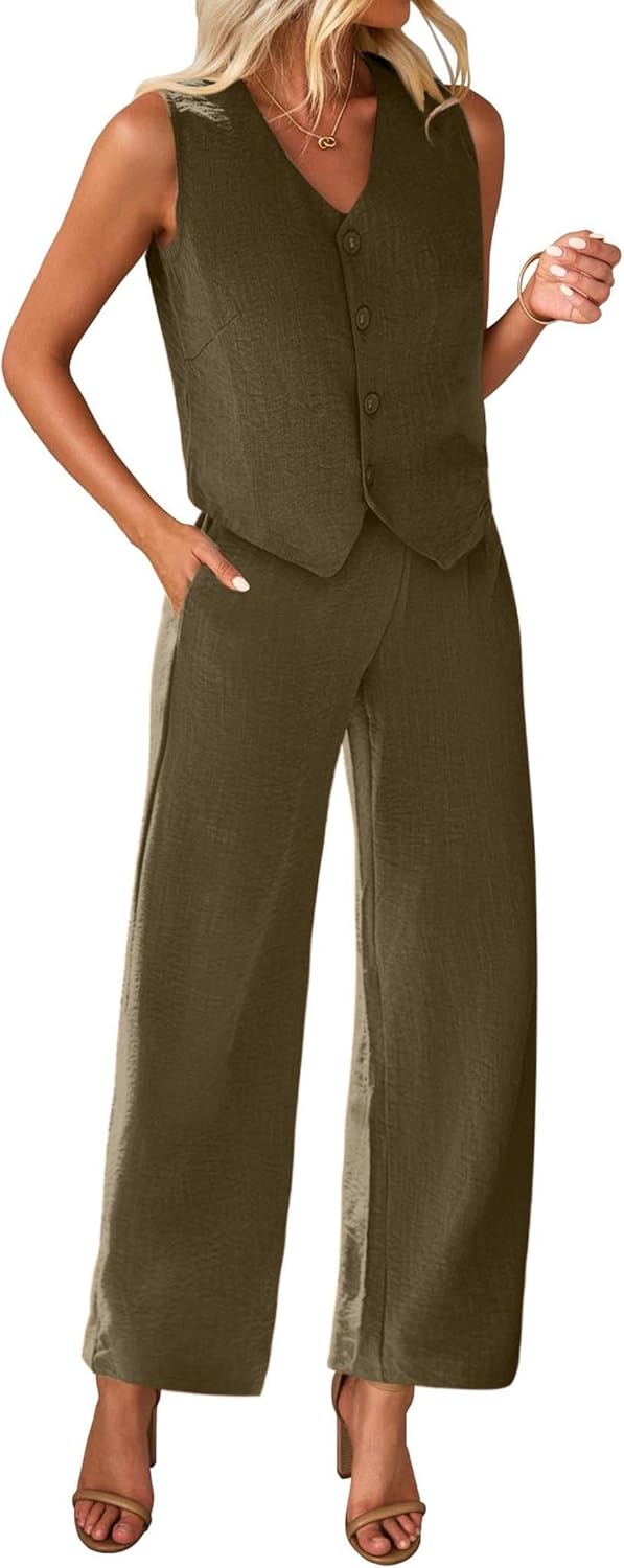 KIRUNDO Womens Two Piece Outfits Summer Fashion Blazer Pants Set