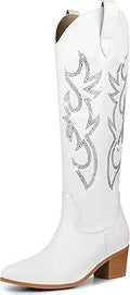 STALOV Embroidered Cowboy Boots for Women - Rhinestone Western Style