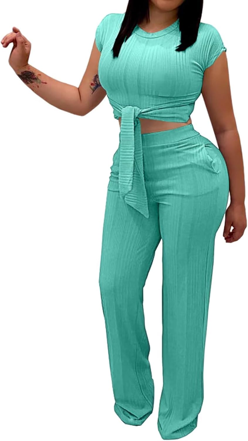 Mint Green Women 2 Piece Outfits for Casual Summer Style