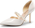 Closed Toe Stiletto Pumps with Removable Pearl Strap - Elegant Heel
