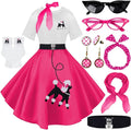 10Pcs Sock Hop Outfits Women 1950s Poodle Skirts and T-Shirt Set x
