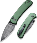 CIVIVI Pocket Folding Knife Button Lock with Damascus Blade - EDC