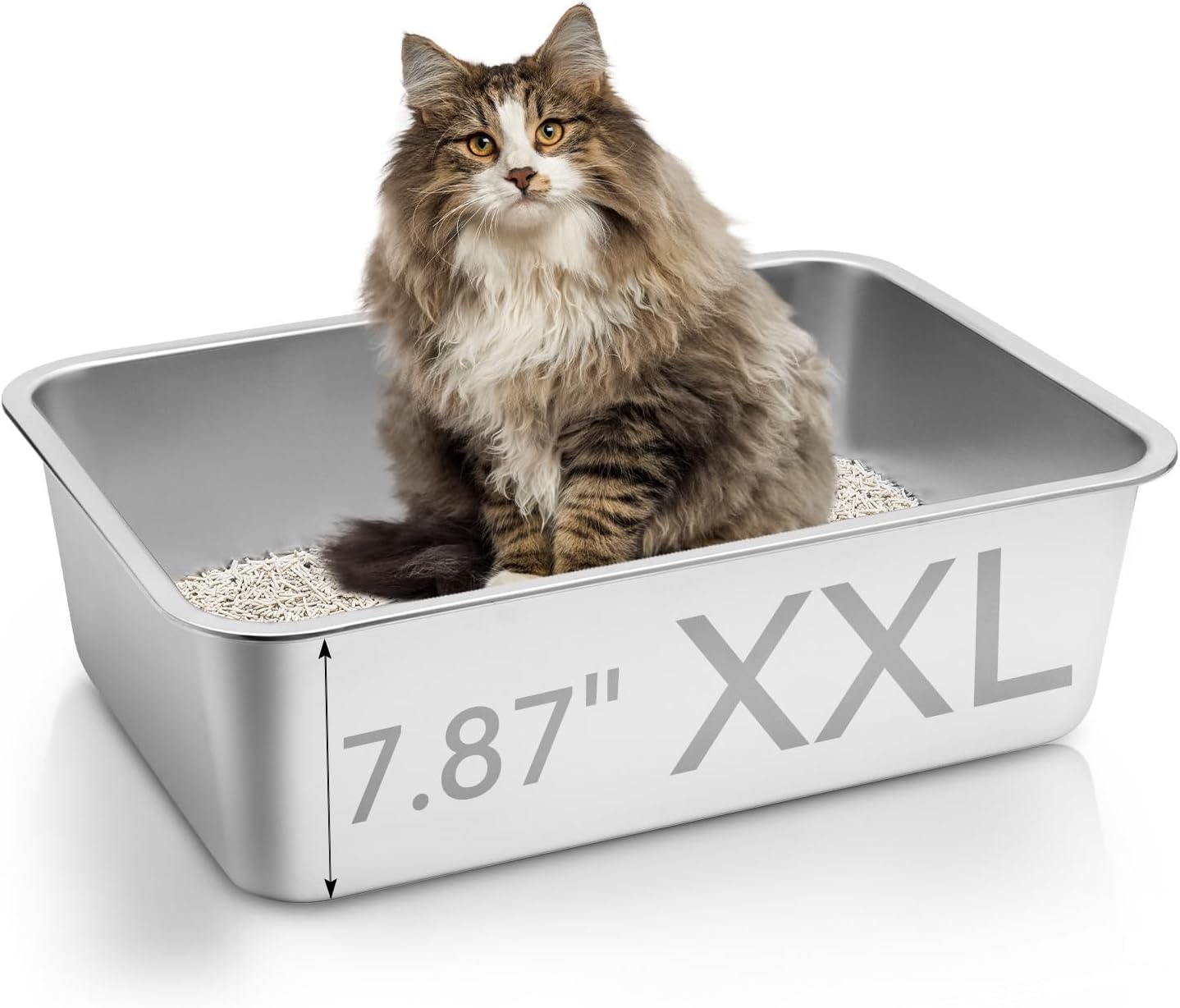 Extra Large Stainless Steel Cat Litter Box for Big Cats