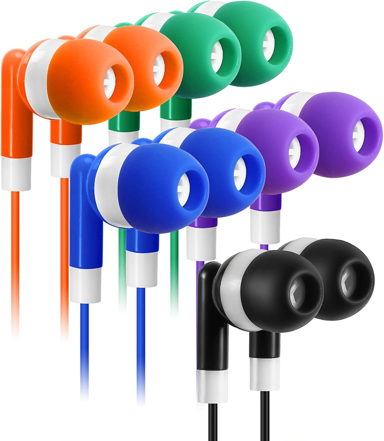 Keewonda 30-Pack Colorful Kids Classroom Earbuds