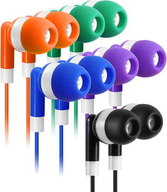Keewonda 30-Pack Colorful Kids Classroom Earbuds