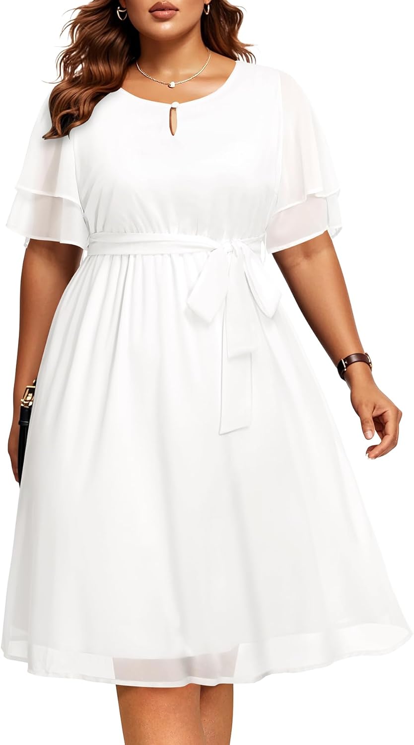 Chic Plus Size Chiffon Dress for Wedding Guests and Events