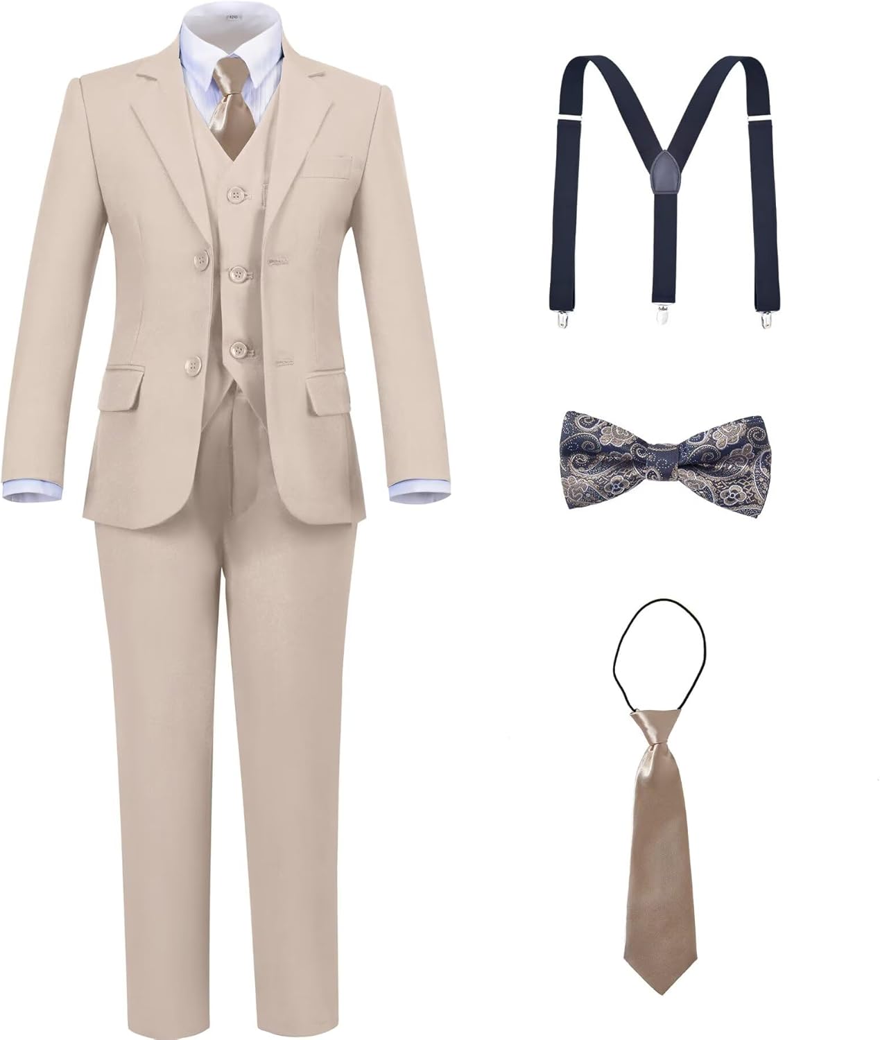 Boys Suit Kids Tuxedo Suits for Boys Adjustable Waist Vest Pants