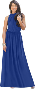 Cobalt Royal Blue Sleeveless Maxi Dress for Women - Flowy Fit