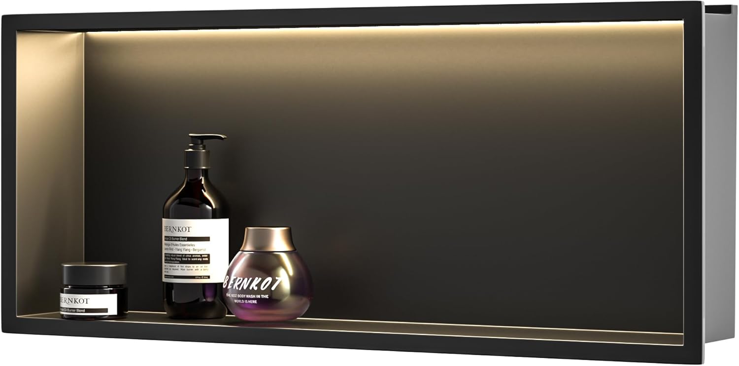 Led Shower Niche 30in X 12in Matte Black Stainless Steel Design