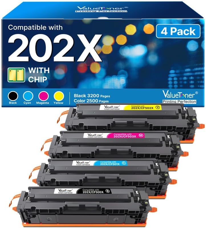 Valuetoner 202X Toner Cartridges 4-Pack for HP Printers
