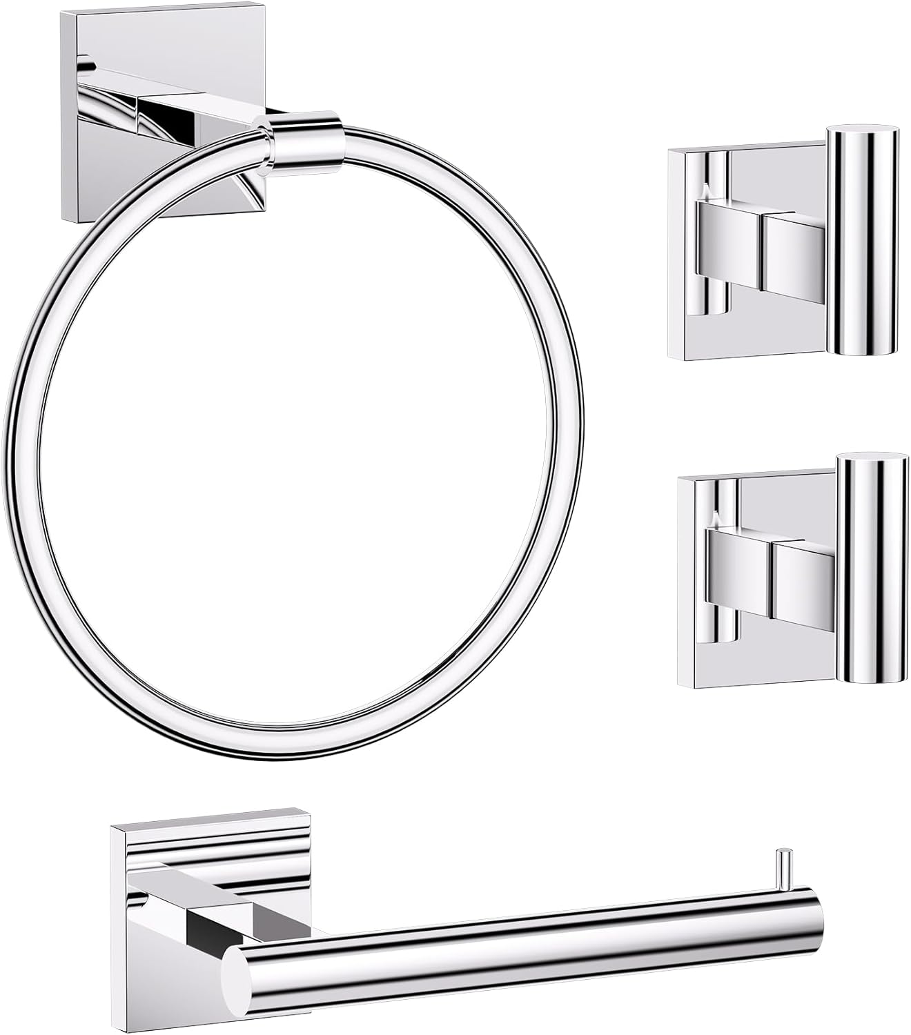 Stainless Steel Towel Ring Set 4 Piece Bathroom Hardware Set