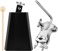 7 Inch Cowbell with L-Rod Clamp Set - Adjustable Mount and Stick