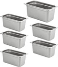HECMAC 6 Pack 1/3 Size 6in Deep Hotel Pans - Durable Buffet Pans