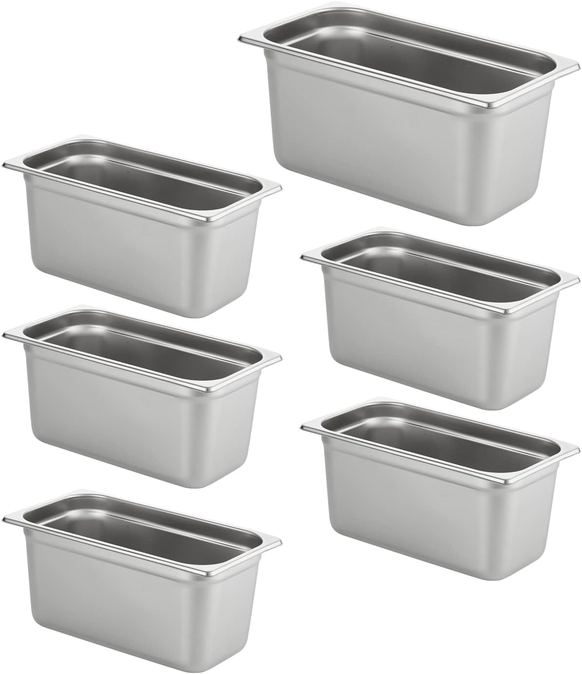 HECMAC 6 Pack Anti-Jam Hotel Pans for Catering and Storage
