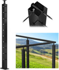 Muzata Black Corner Cable Railing Post 36 in - Durable 1-Post Corner