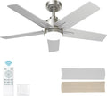 42 Inch Nickel Ceiling Fan with Light and Remote Control - Quiet