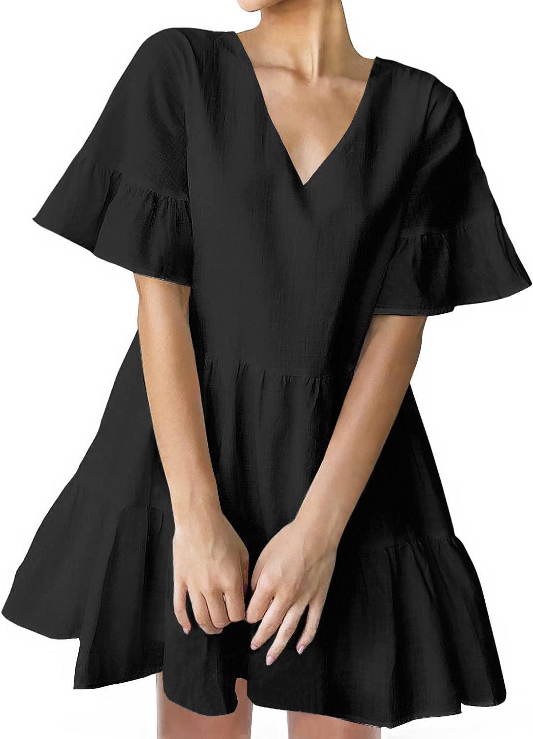 Stylish V Neck Shift Dress with Pockets for Summer Fun