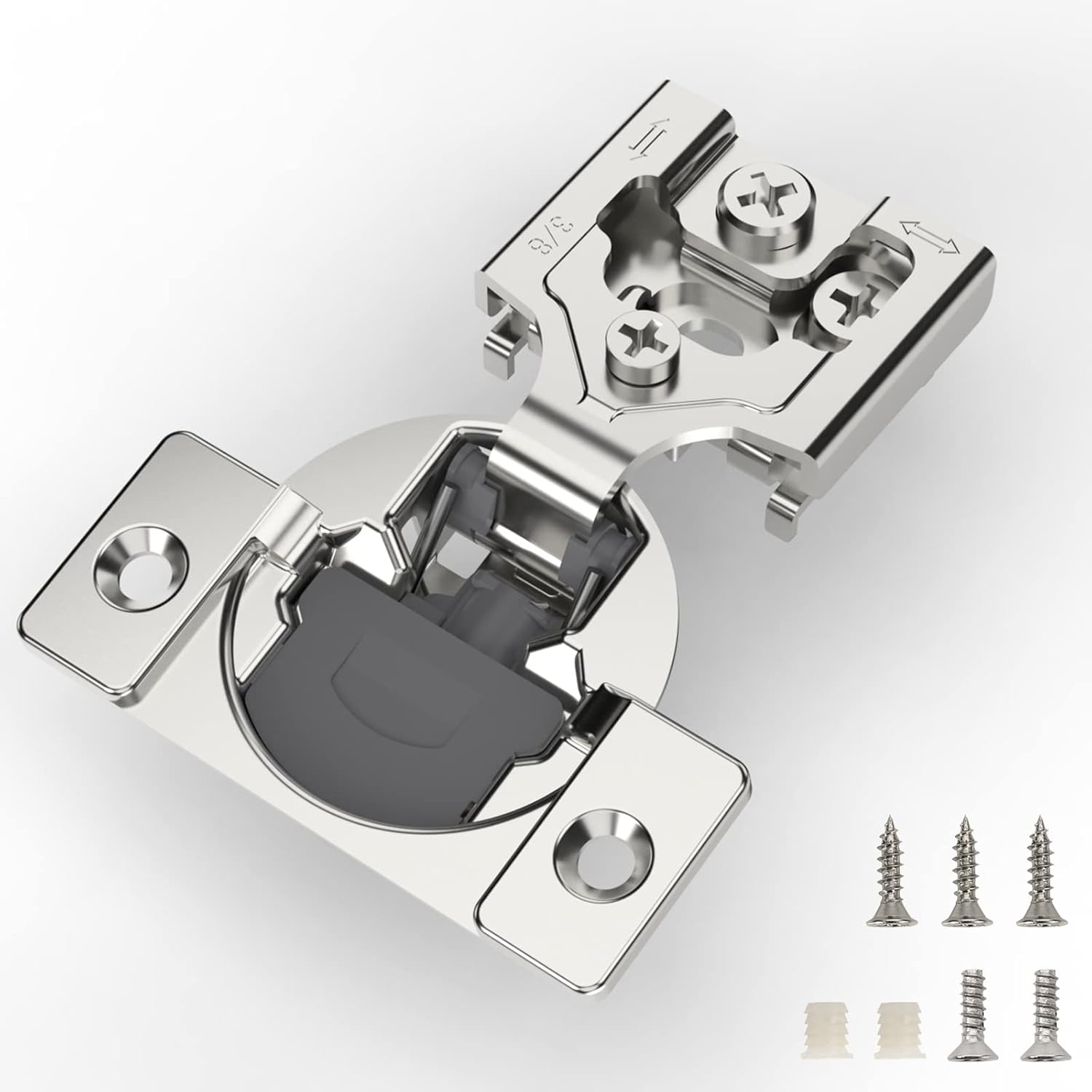 Furniware 50 Pieces 3/8 inch Overlay Soft Close Cabinet Hinges