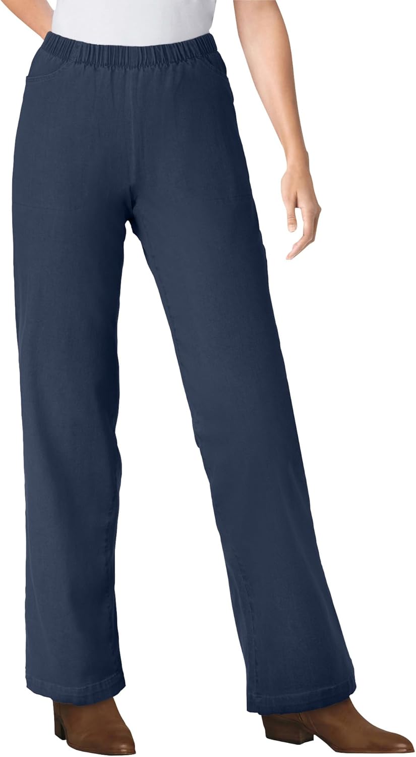 Woman Within Plus Size Fineline Stretch Denim Wide-Leg Jeans