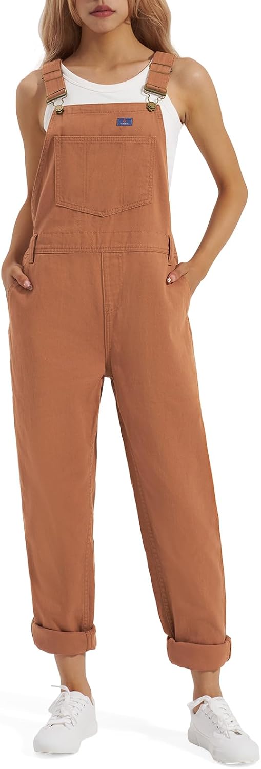 HISEA Loose Fit Denim Overalls for Women with Pockets