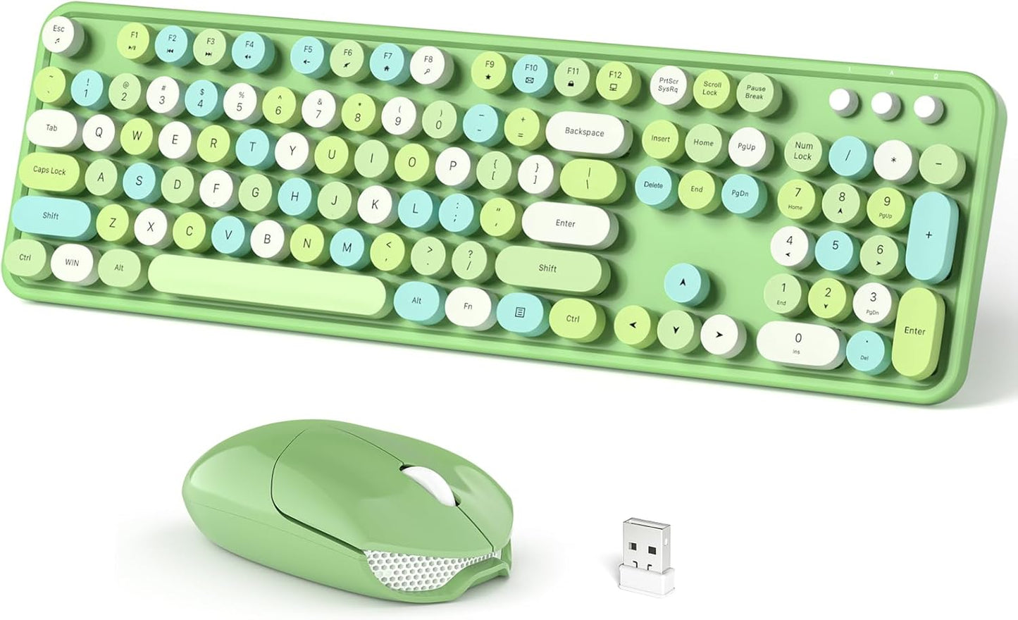 Wireless Keyboard and Mouse Combo with Colorful Round Keycaps
