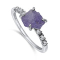 Real Raw Tanzanite Dainty Ring - Genuine Rough Stone Birthstone Gift