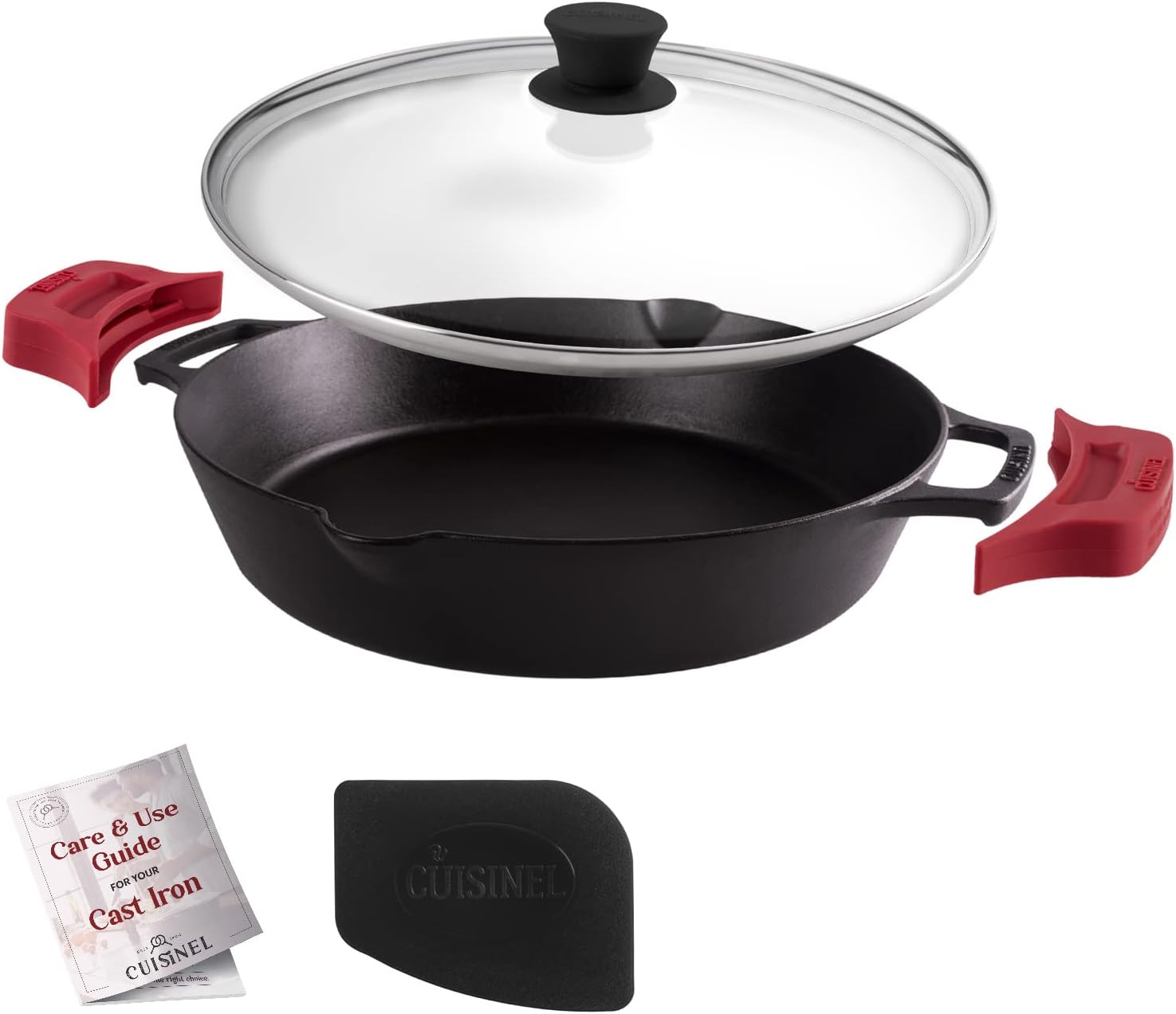 Cuisinel Cast Iron Skillet with Glass Lid - 12-Inch Frying Pan