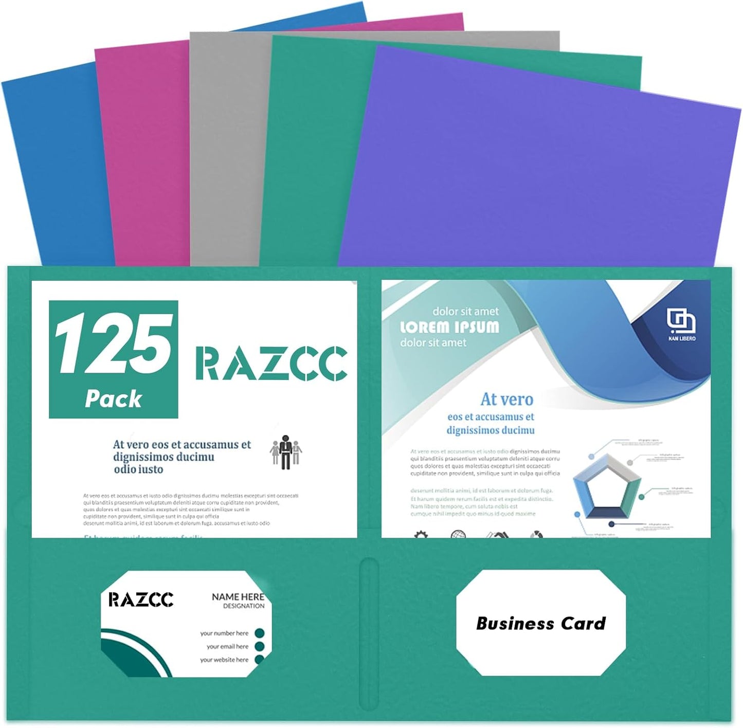 Two Pocket Folders for School Office Business Home Use