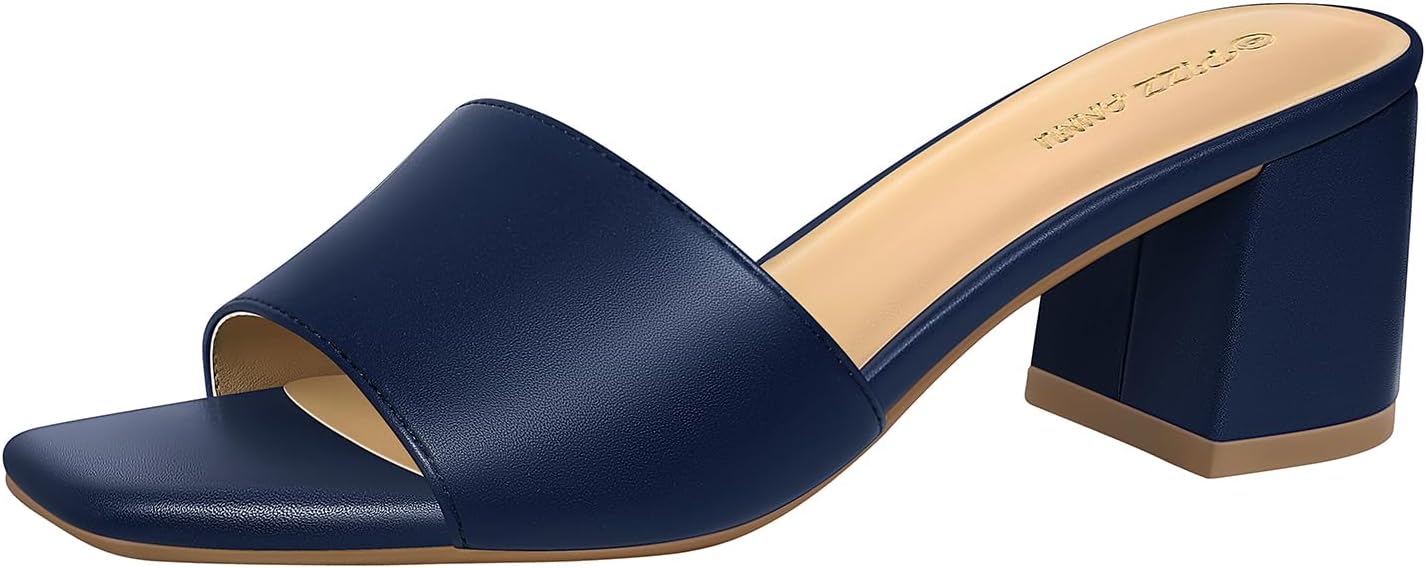 PIZZ ANNU Women's Square Open Toe Heels Sandals for Comfort
