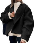 Tankaneo Womens Oversized Cropped Pea Coat - Short Winter Outerwear