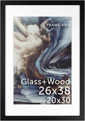 Frame Amo 26x38 Black Solid Wood Poster Frame with White Mat - Gallery