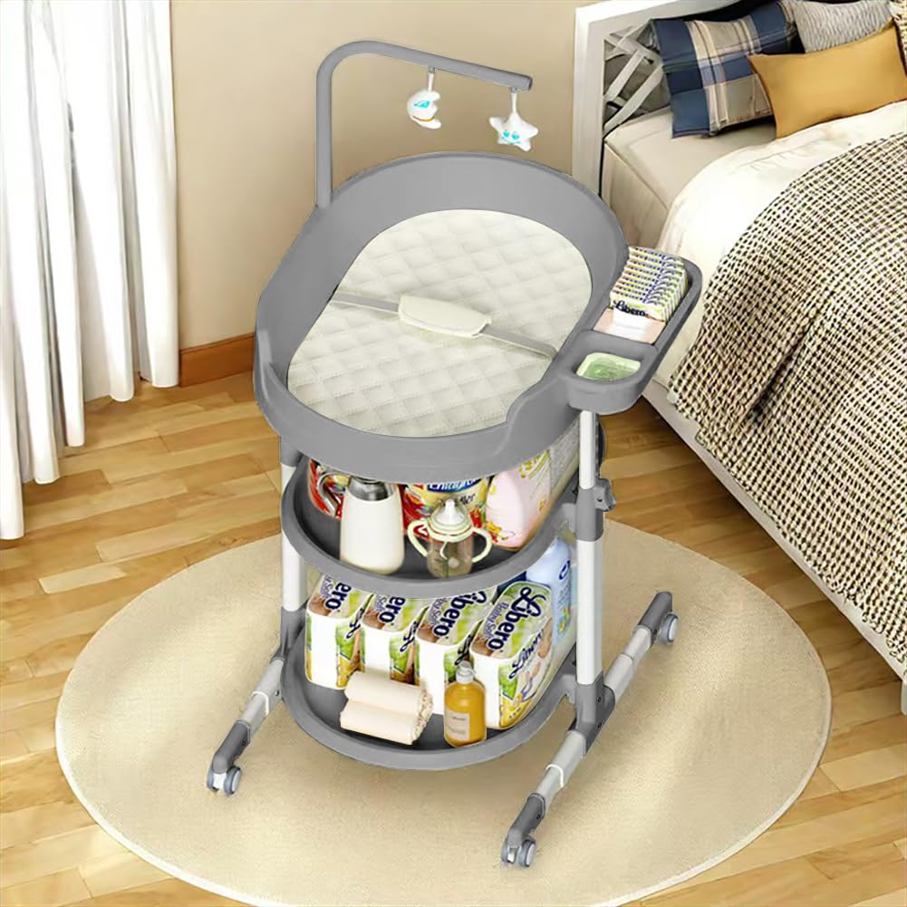Portable Diaper Changing Station with Storage and Adjustable Height