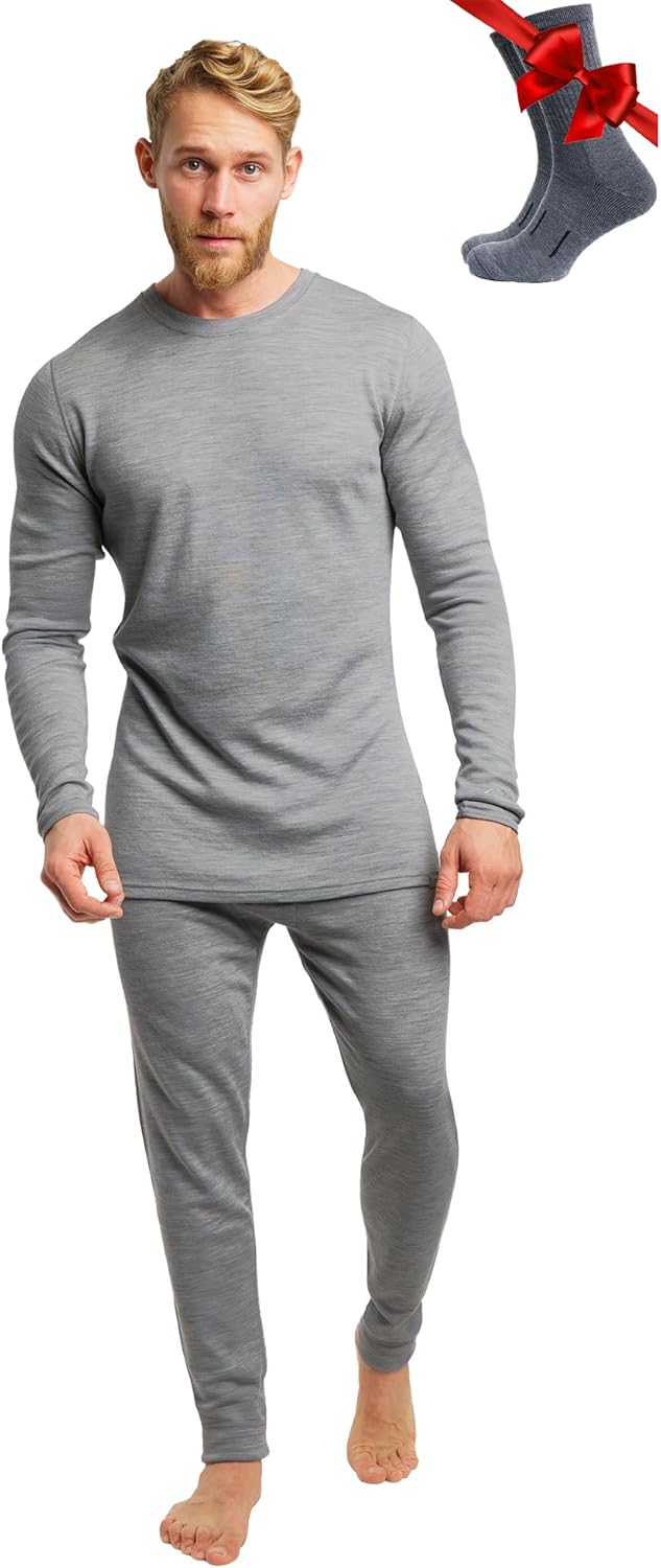 Merino Wool Base Layer Mens Set - Heavyweight & Midweight Options