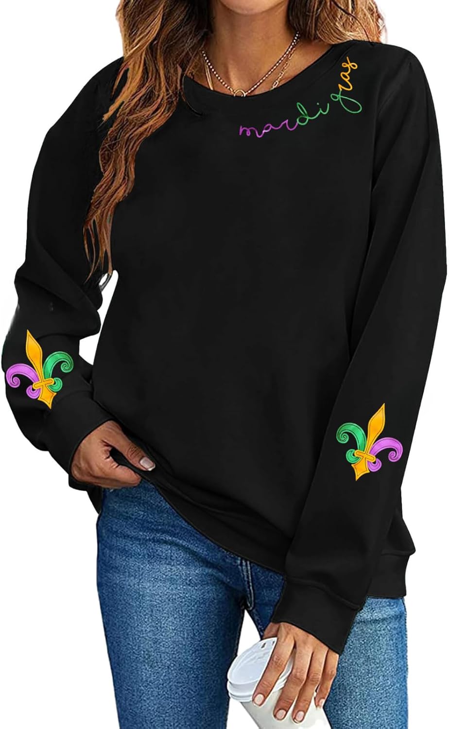 Fat Tuesday Crewneck:  Mardi Gras Graphic Top