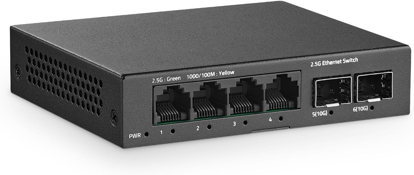 6 Port 2.5G Switch with 4 x 2.5GBASE-T Ports and 10G SFP