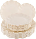 LIYH 24 Pcs Plastic Plates Reusable Scalloped Ivory - Durable Party