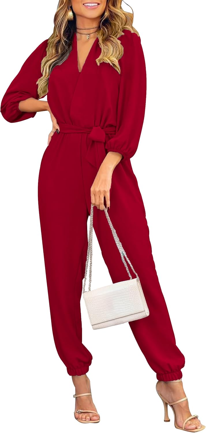 PRETTYGARDEN Women's Fall Jumpsuits for Dressy Casual Style