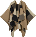 Plaid Sweater Poncho Cape Coat - Reversible Wrap for Fall