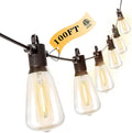 Kawaya Outdoor String Lights 100 FT LED Patio Light - Warm 2700K Glow