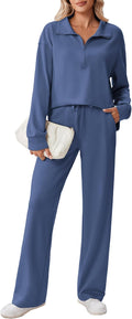 PINSPARK 2 Piece 1/2 Zip Sweatsuit - Comfortable Petite & Regular Fit