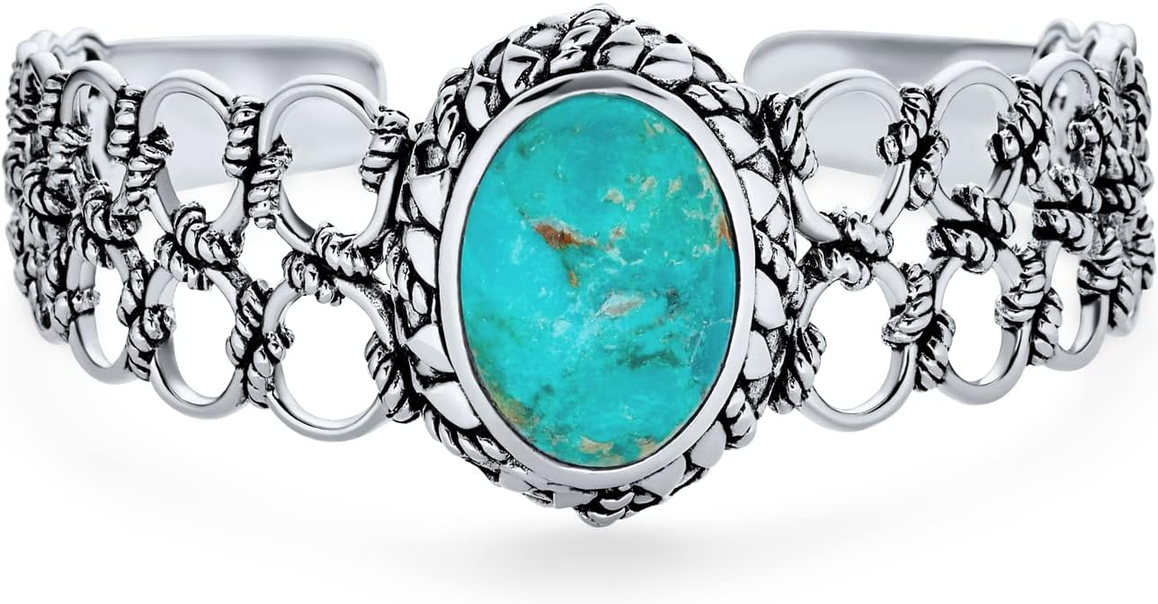 Flora Cross Turquoise Cuff Bracelet - Sterling Silver