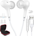USB Headphones for PC Laptop Magnetic Wired Earbuds with Mic - Long