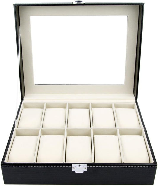 10 Slot Satellas Leather Watch Box - Organize & Showcase Your Collection!
